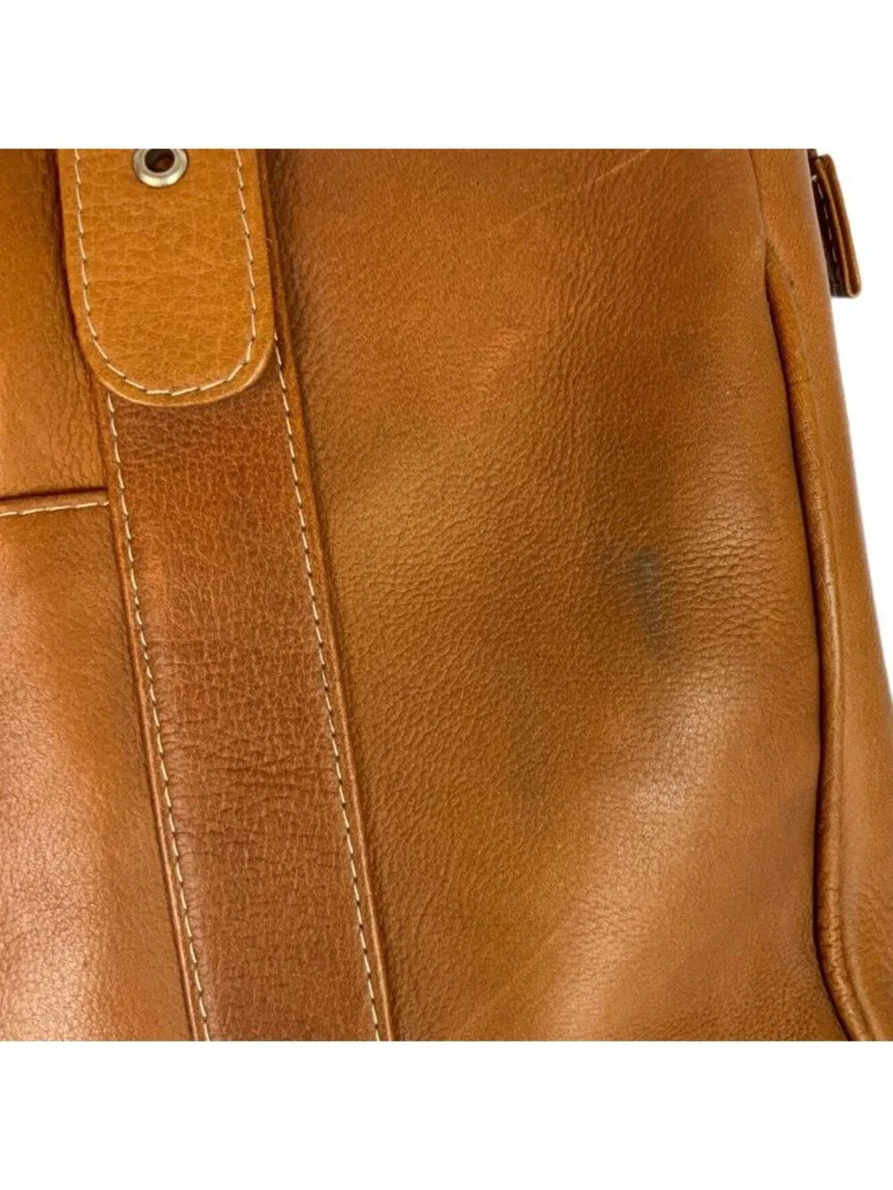 Piel Womens Leather Briefcase Tote Camel Laptop Bag Multiple Pockets Executive